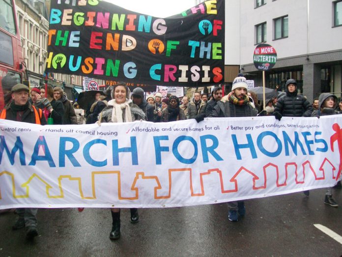 Tenants marching for homes to London’s City Hall on January 31