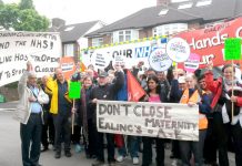 Ealing mothers, residents and trade unionists lobbying the CCG meeting yesterday demanding to occupy Ealing Hospital to stop the closure of the Maternity Department