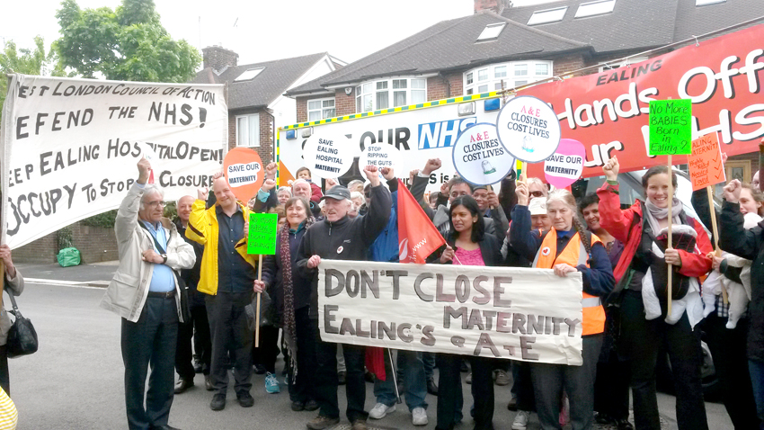 Ealing mothers, residents and trade unionists lobbying the CCG meeting yesterday demanding to occupy Ealing Hospital to stop the closure of the Maternity Department