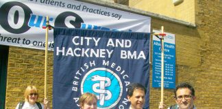 Dr CHAAND NAGPAUL, BMA GP Committee chair (2nd from right) at a march in Tower Hamlets last June against the closure of GP surgeries