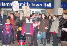 Mothers and children demonstrate against the closure of Sure Start centres, a victim of government spending cuts