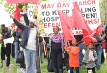 The beginning of the May Day march in Ealing where workers expressed their determination to defend Ealing Hospital against closure threats