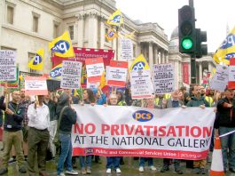 Mass rally at the National Gallery against privatisation and in support of victimised union rep Candy Udwin