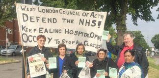 The picket of Ealing Hospital yesterday morning got a big response for Tuesday’s public meeting and the march on 24th June to stop the closure of the Maternity Department
