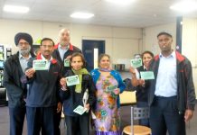 Busworkers & campaigners at Greenford Bus Garage yesterday – they are determined to occupy Ealing Maternity to keep it open