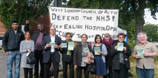 West London Council of Action pickets looking forward to the march into the hospital next Wednesday