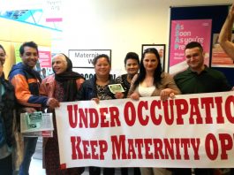 EALING MATERNITY ENTRANCE OCCUPIED! – Stop work on July 1 and march to the hospital to save it! Staffcoming to work at the hospital early morning give their support to the occupation