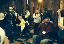 Disabled people stormed Parliament yesterday, angry at the abolition of the Independent Living Fund (Picture: John McDonnell)