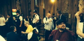 Disabled people stormed Parliament yesterday, angry at the abolition of the Independent Living Fund (Picture: John McDonnell)