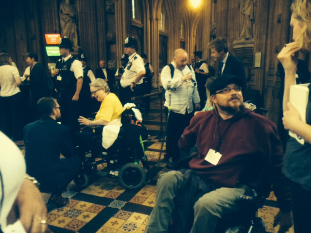 Disabled people stormed Parliament yesterday, angry at the abolition of the Independent Living Fund (Picture: John McDonnell)