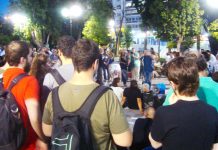 Youth take part in a People’s Assembly meeting in Syntagma Square, Athens
