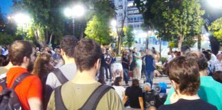 Youth take part in a People’s Assembly meeting in Syntagma Square, Athens