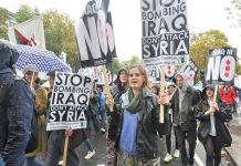 Marchers in London last October demanding no bombing of Syria