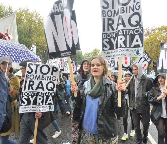 Marchers in London last October demanding no bombing of Syria