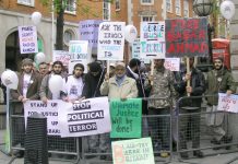 Supporters of Barbar Ahmad demonstrate in May 2005 against his extradition to the US