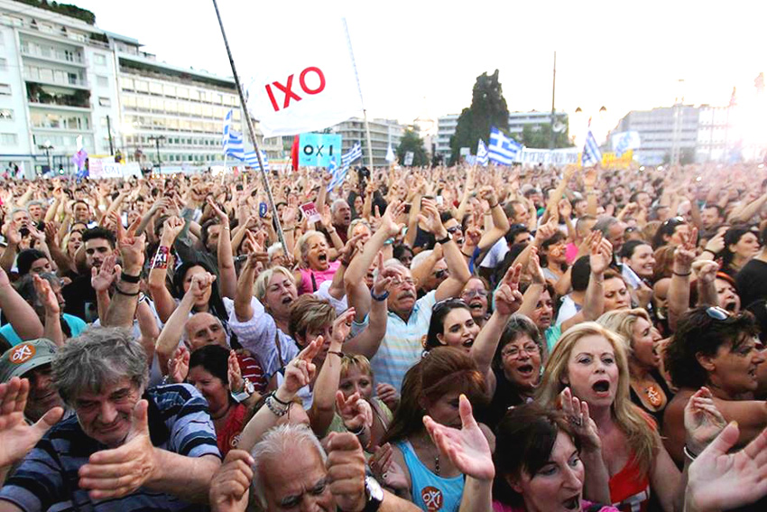 Ecstatic crowds greet the ‘NO’ vote against the Troika’s austerity not knowing it will be betrayed by Syriza