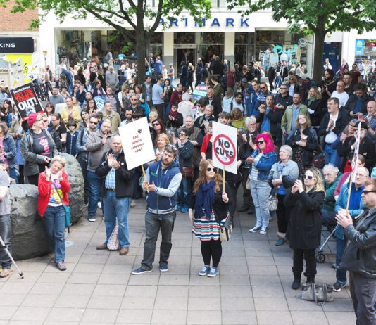 Mass protest in Norwich against benefit cuts and sanctions – deaf young people are being discriminated against