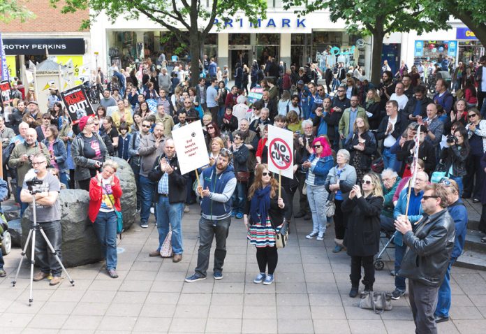 Mass protest in Norwich against benefit cuts and sanctions – deaf young people are being discriminated against