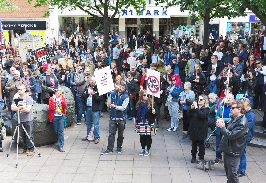 Mass protest in Norwich against benefit cuts and sanctions – deaf young people are being discriminated against