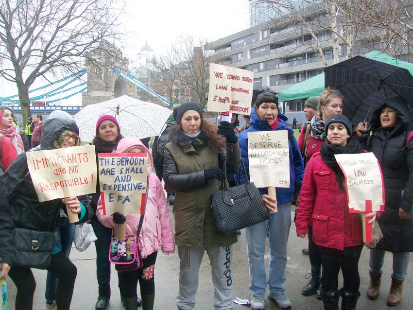 Migrants on the ‘Right to Homes’ march demanding decent, affordable housing – the Tories want to evict refugees en masse