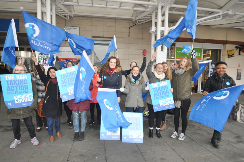 The Royal College of Midwives taking strike action last year for the first time in their history