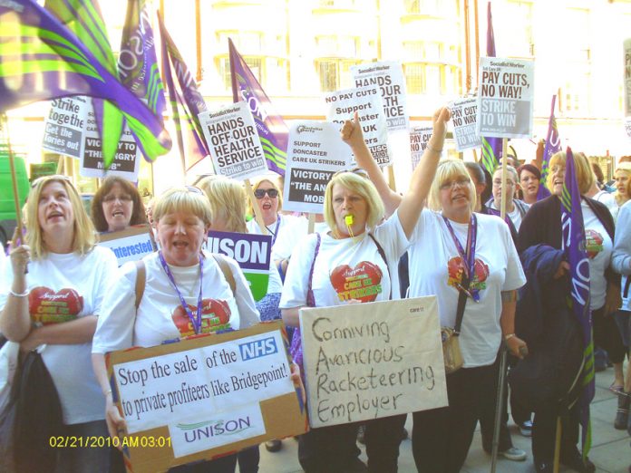 Doncaster care workers battling to stop the sale of the NHS to private profiteers