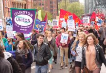 Youth marching in London insist that the NHS is not for sale