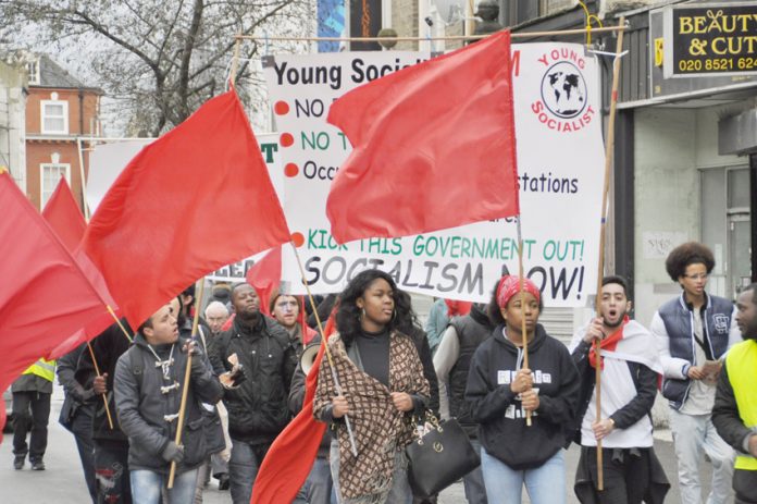 Young Socialists marching to kick out this Tory government – they will be lobbying the TUC on September 13th