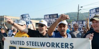 Locked-out USW members at the ATI facility in Midland, Pennsylvania