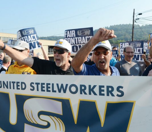 Locked-out USW members at the ATI facility in Midland, Pennsylvania
