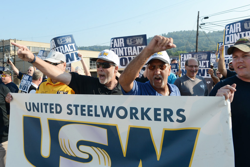 Locked-out USW members at the ATI facility in Midland, Pennsylvania