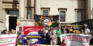 Well-supported picket at the National Gallery yesterday morning