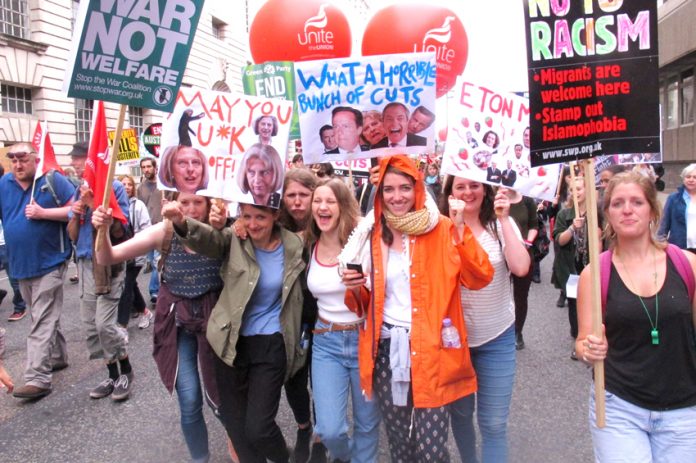 Youth marching to Parliament Square on June 20th to demand that the Tories scrap their austerity programme