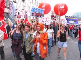 A section of the huge demonstration against Tory austerity on June 20