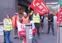 Tube workers on the picket line at King’s Cross during strike action last month