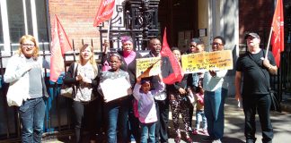 Guinness Trust tenants outside Lambeth County Court yesterday supporting an appeal against repossession attempts by the Trust