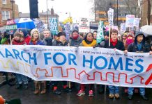 Thousands marched to City Hall, London, on 31st January to demand the building of council houses and the ending of evictions