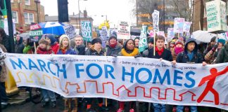 Thousands marched to City Hall, London, on 31st January to demand the building of council houses and the ending of evictions