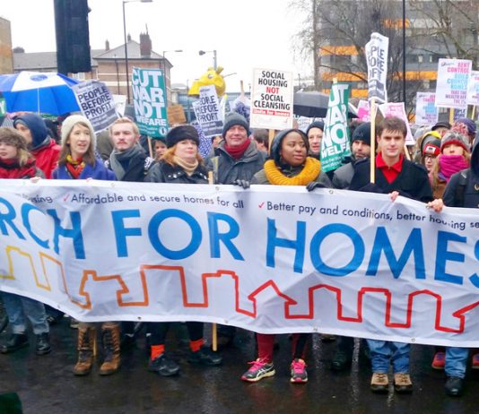 Thousands marched to City Hall, London, on 31st January to demand the building of council houses and the ending of evictions