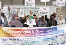 West Kensington and Gibbs Green estate tenants lobby Hammersmith & Fulham council against the demolition of their estates