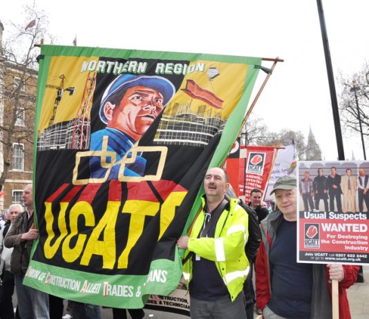 UCATT banner on a TUC march – the union was infiltrated by a member of the Metropolitan Police’s Special Demonstration Squad