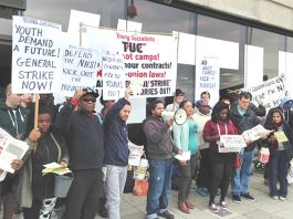A section of Sunday’s Young Socialists lobby of the TUC Congress in Brighton