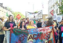 Part of the march through Stratford called by the Focus E15 campaign to demand social housing as a right