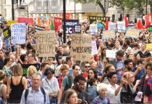 Over 100,000 marched in London to demand that refugees be welcomed to the UK – May wants to see them deported