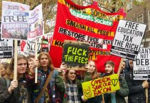 The Young Socialists Students Societies taking part in yesterday’s march against fees