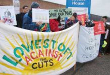 Campaigners on a demonstration against the closure of two community hospitals in Lowestoft