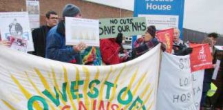 Campaigners on a demonstration against the closure of two community hospitals in Lowestoft