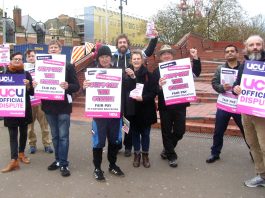 Enthusiastic UCU pickets at Hammersmith College in West London