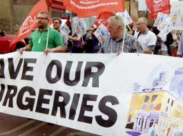 Marching in Tower Hamlets against the closure of GP surgeries