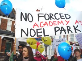Battling against an imposed academy in Haringey – Osborne is proposing 500 more academies